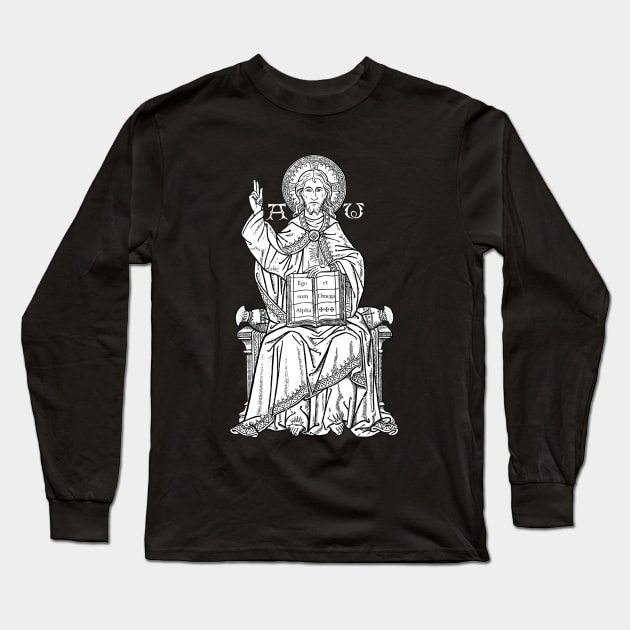 Alpha and Omega - black bkg Long Sleeve T-Shirt by DeoGratias